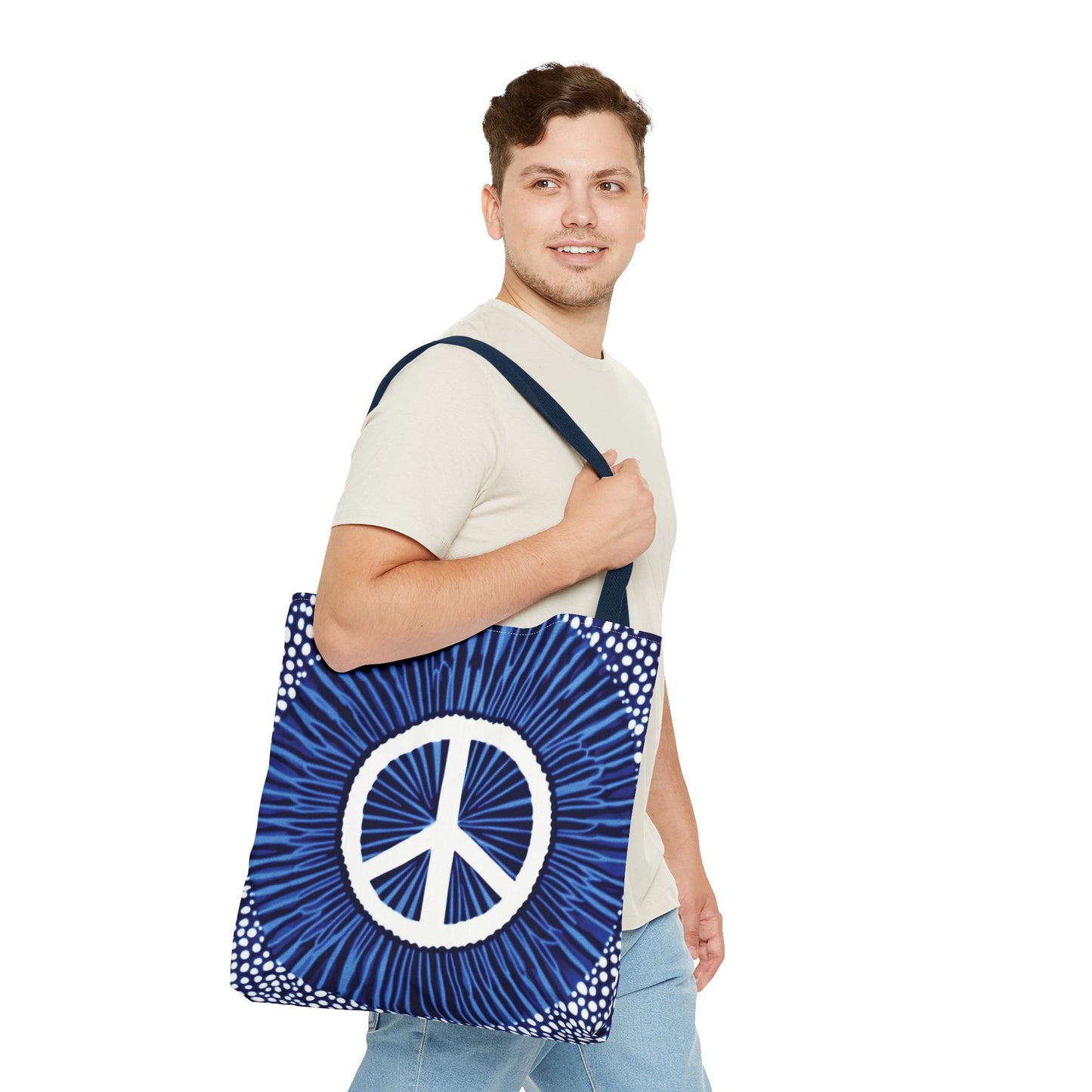Boho Peace Symbol Tote Bag — Free Spirit Everyday Carryall (Multiple Sizes)