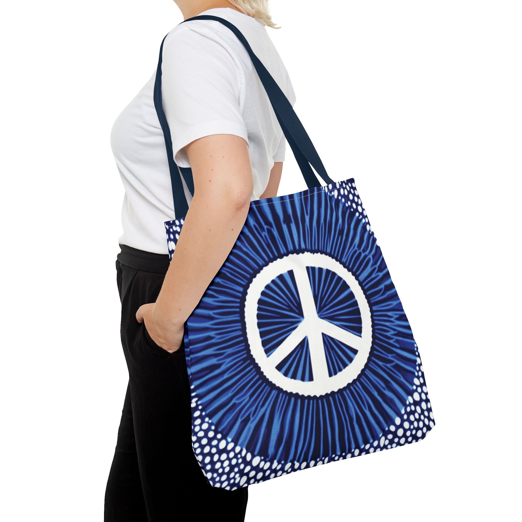Boho Peace Symbol Tote Bag — Free Spirit Everyday Carryall (Multiple Sizes)
