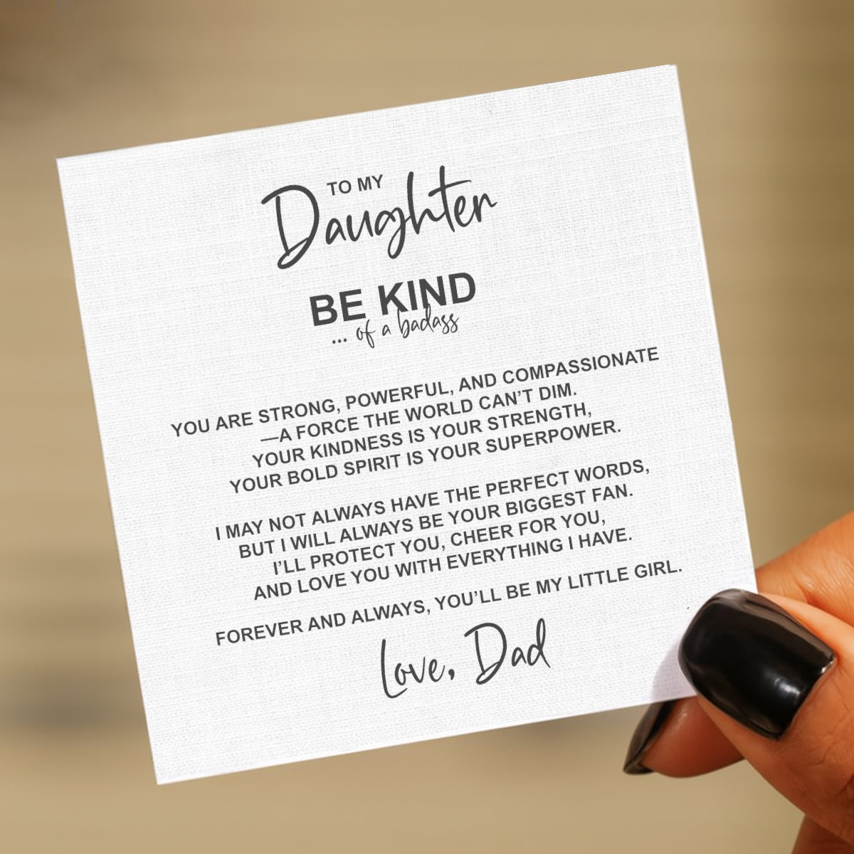 Be Kind of a Badass Necklace – Dad to Daughter Gift | Steel or 18K Gold, Hypoallergenic Keepsake Jewelry