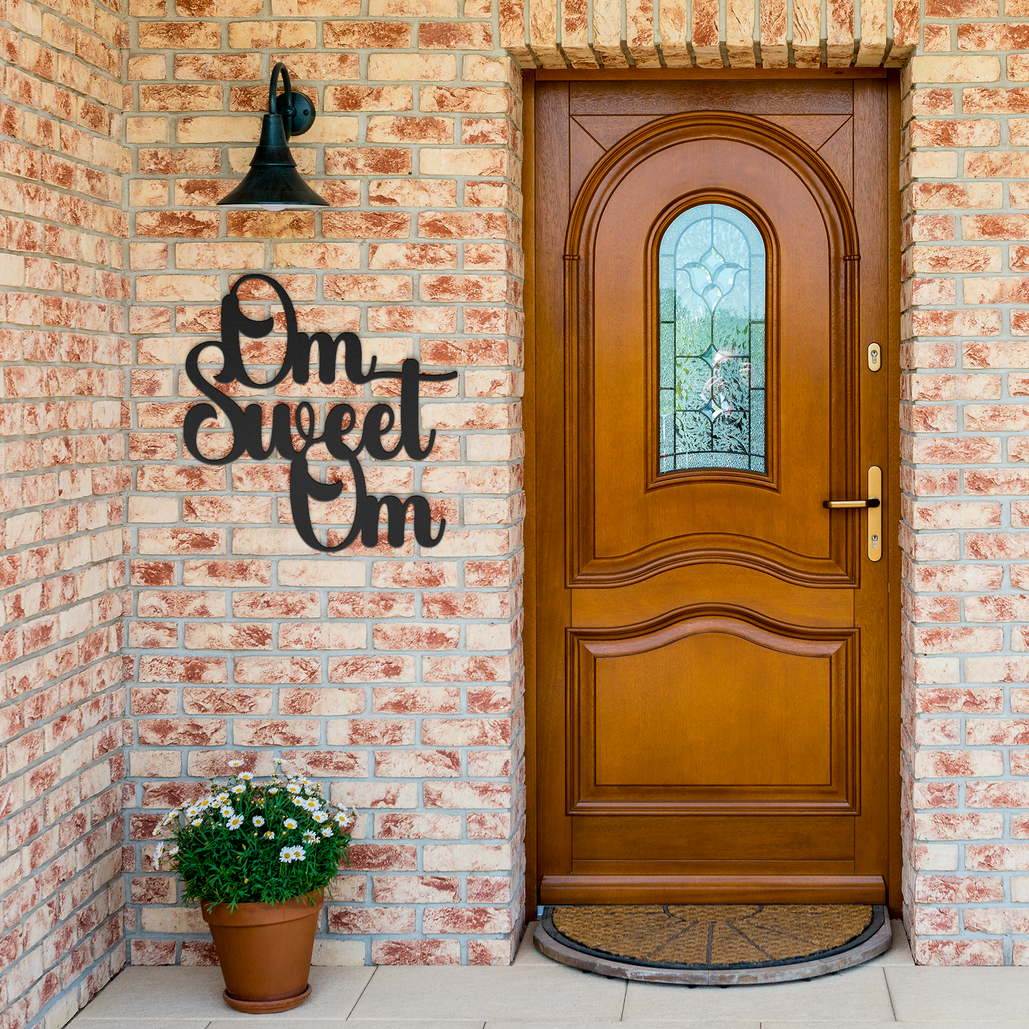 Om_Sweet_Om_Wall_Art_Black_Brick_Entrance_Mockup.png
