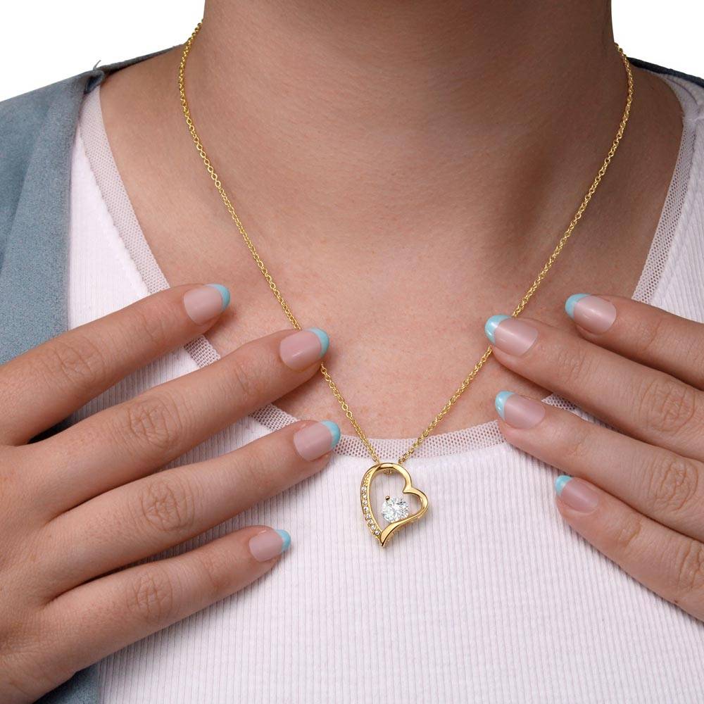 To My Daughter – Heart Necklace (Be Kind Message Card) in 14K White Gold or 18K Gold Finish