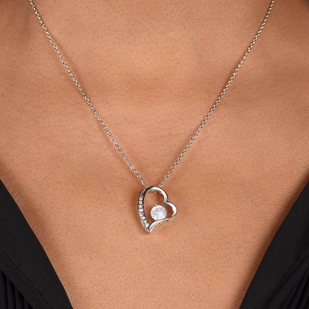 To My Daughter – Heart Necklace (Be Kind Message Card) in 14K White Gold or 18K Gold Finish
