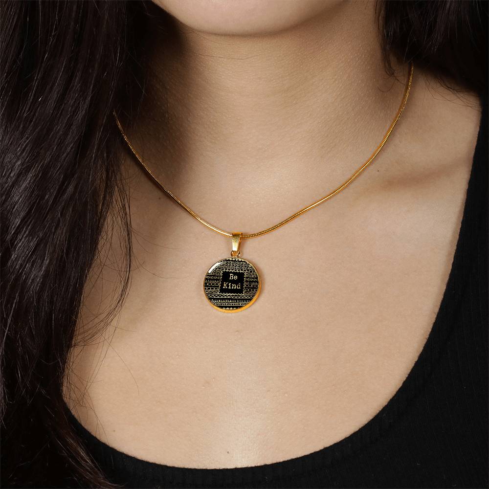 18K gold finish Be Kind of a Badass pendant on adjustable chain