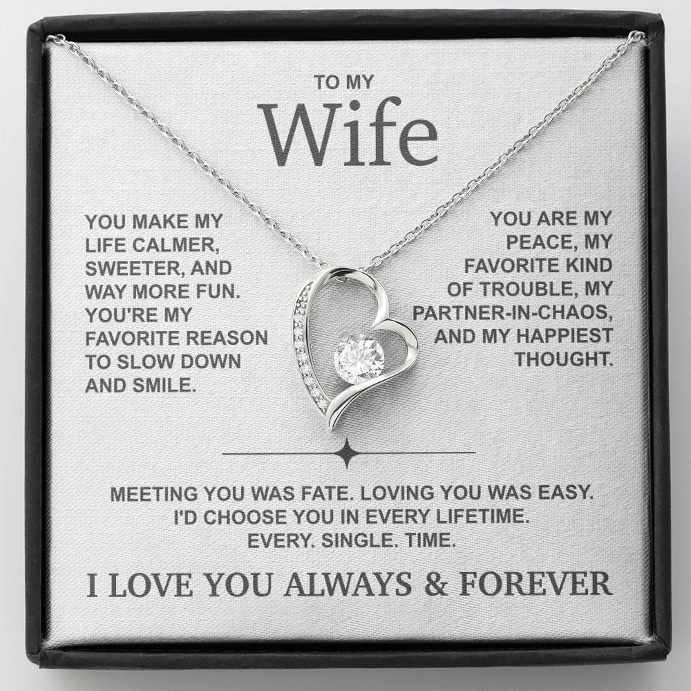 To My Wife – You’re My Peace, My Favorite Kind of Trouble – Heart Necklace