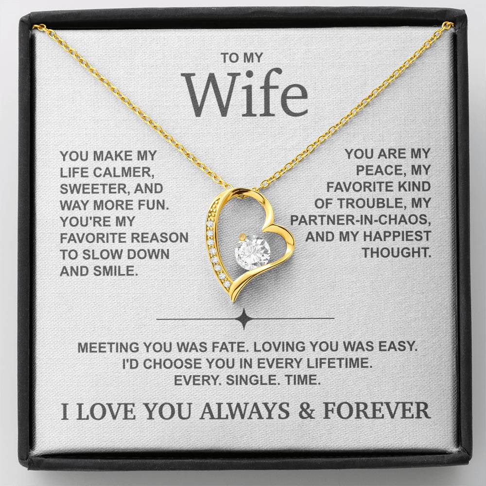 To My Wife – You’re My Peace, My Favorite Kind of Trouble – Heart Necklace
