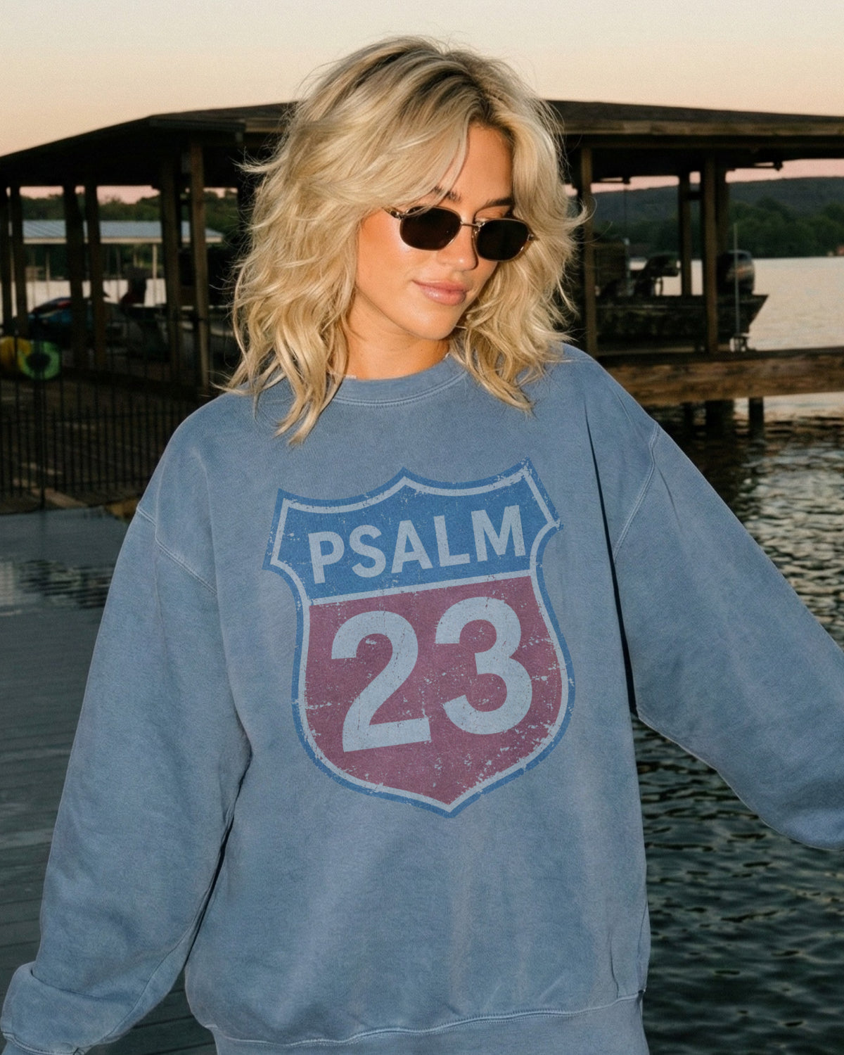 Psalm 23 Lightweight Crewneck Sweatshirt — Vintage Faith Graphic Sweatshirt