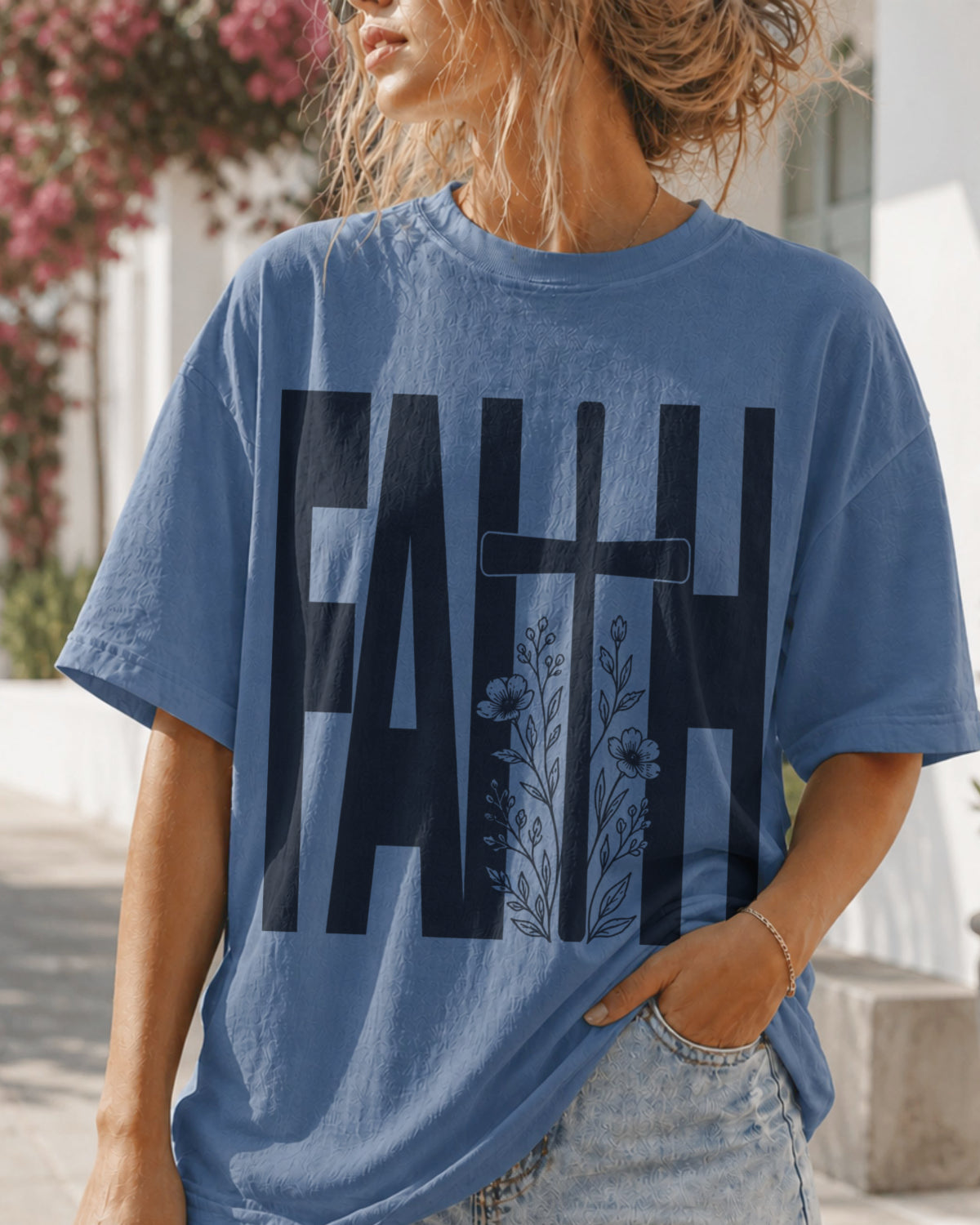 FAITH — Cross & Wildflowers Graphic Shirt