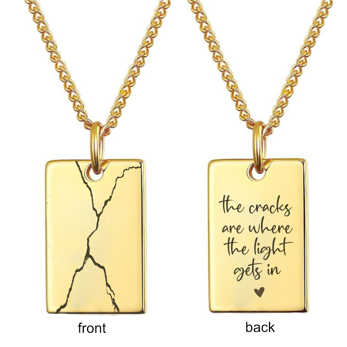 Kintsugi Necklace – “The Cracks Are Where the Light Gets In” Pendant for Healing & Self-Love