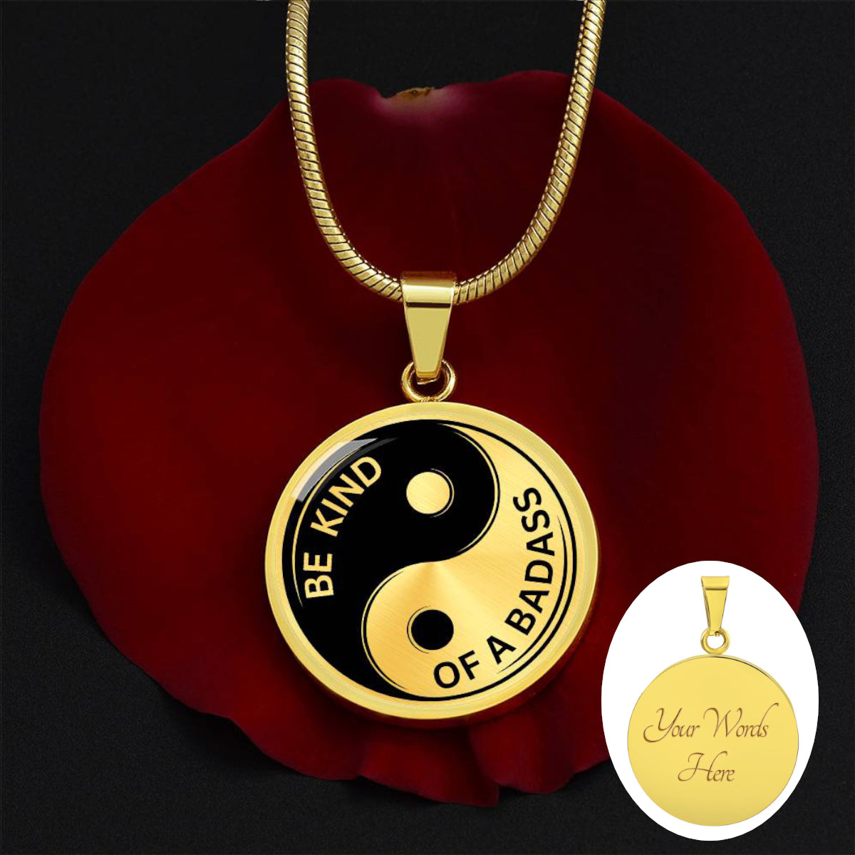 Be Kind of a Badass Empowerment Necklace (Yin Yang Necklace)