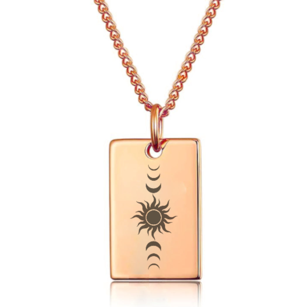 Sun & Moon Phases Necklace – Celestial Pendant for Spiritual Women