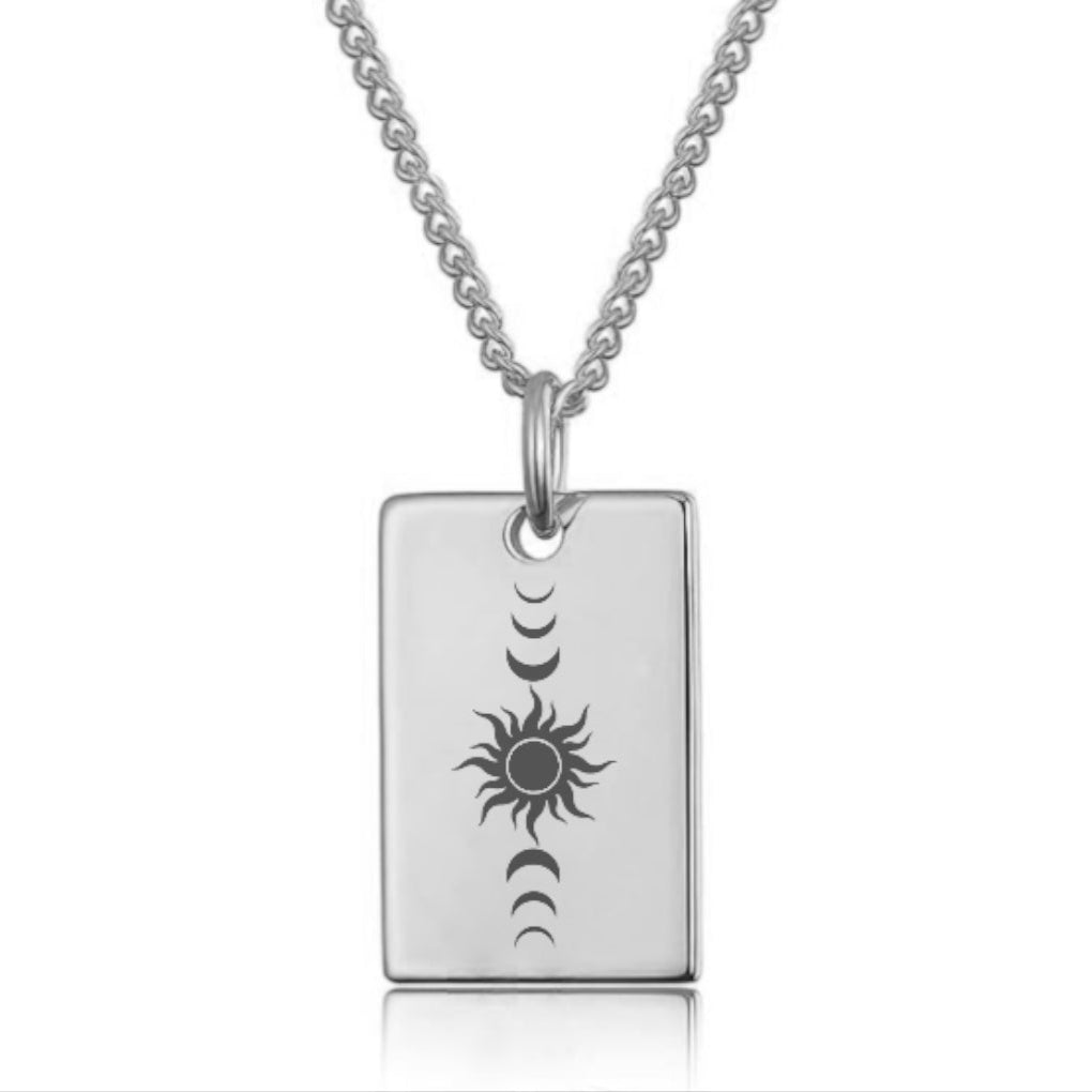 Sun & Moon Phases Necklace – Celestial Pendant for Spiritual Women
