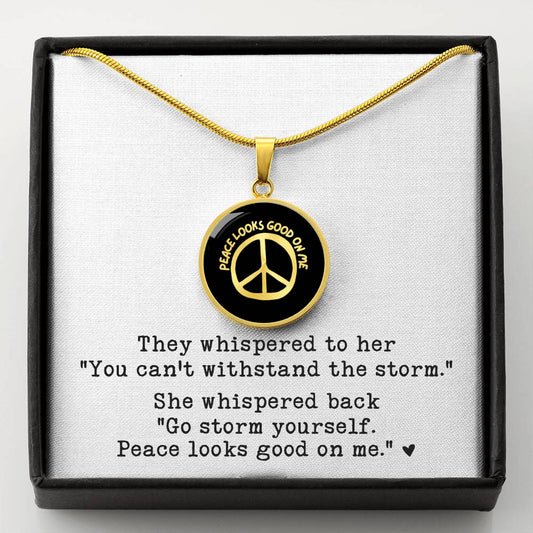 Go storm yourself Peace Looks Good On Me Necklace (Black Pendant)