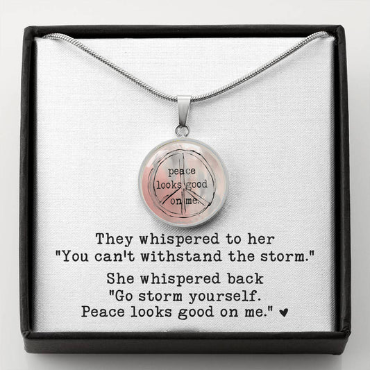 Go Storm Yourself – Peace Looks Good On Me Necklace (Funny Watercolor Pendant)