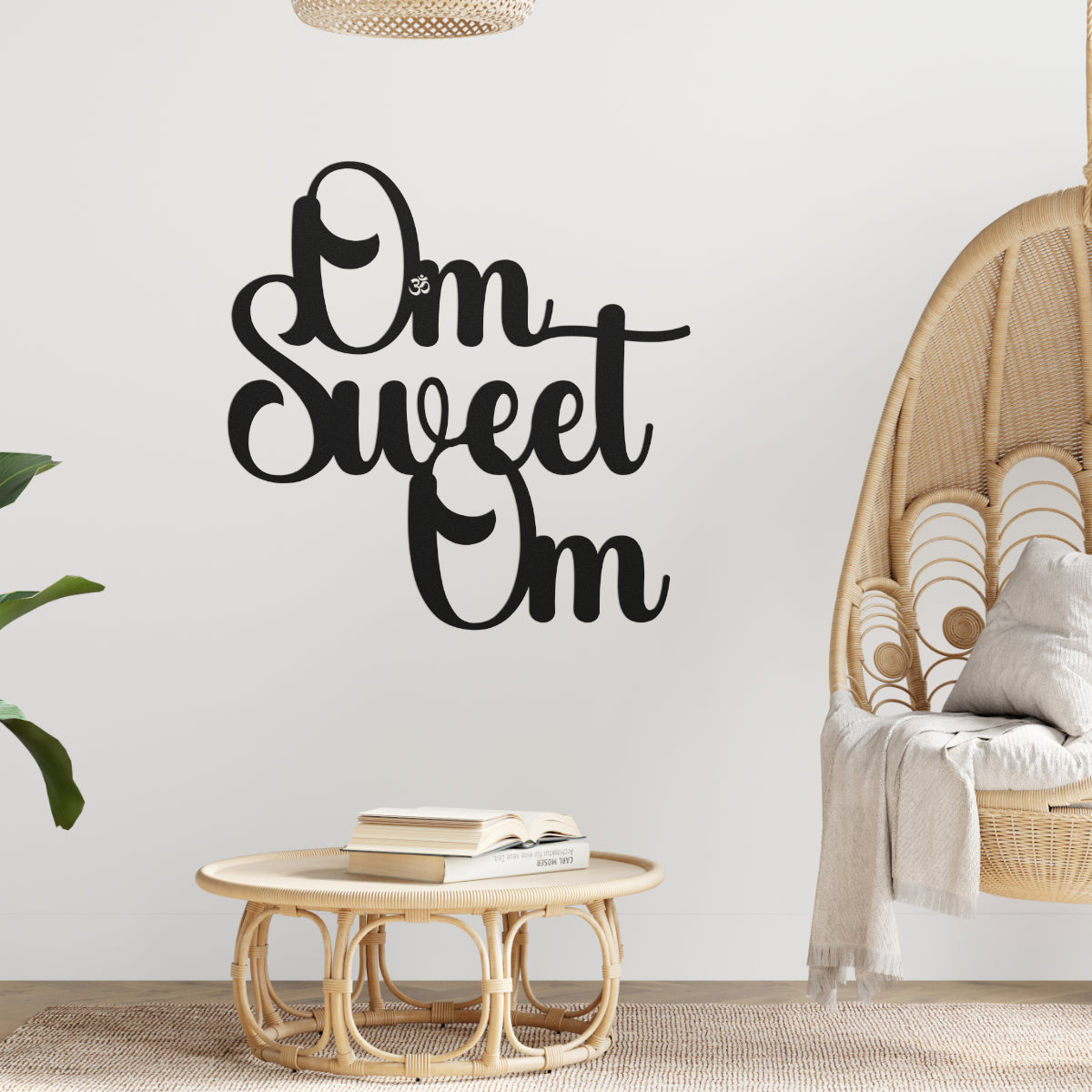 Om Sweet Om Wall Sign – Spiritual Boho Metal Wall Art for Yoga Rooms, Bedrooms & Cozy Corners