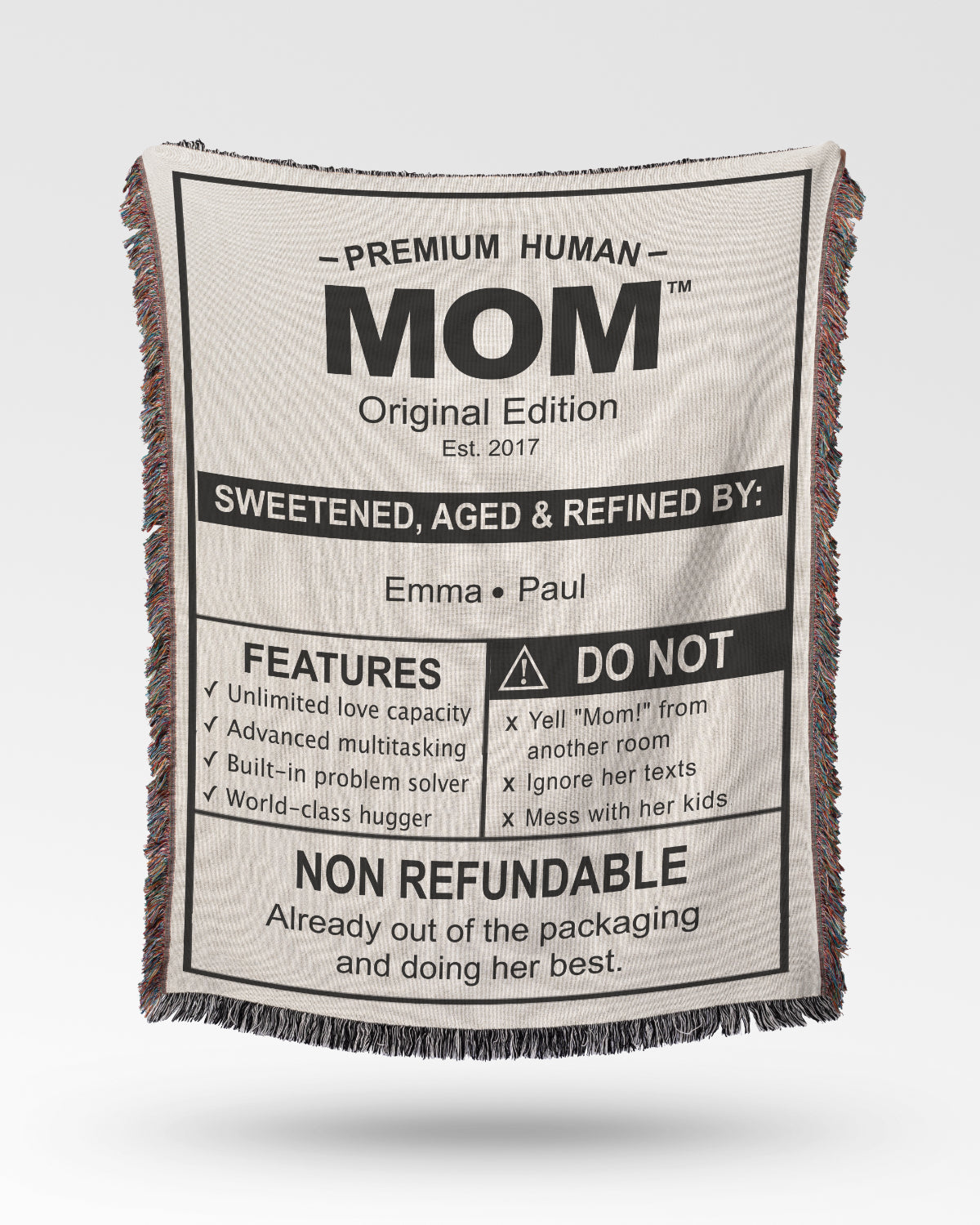 Mom Personalized Care Label Blanket