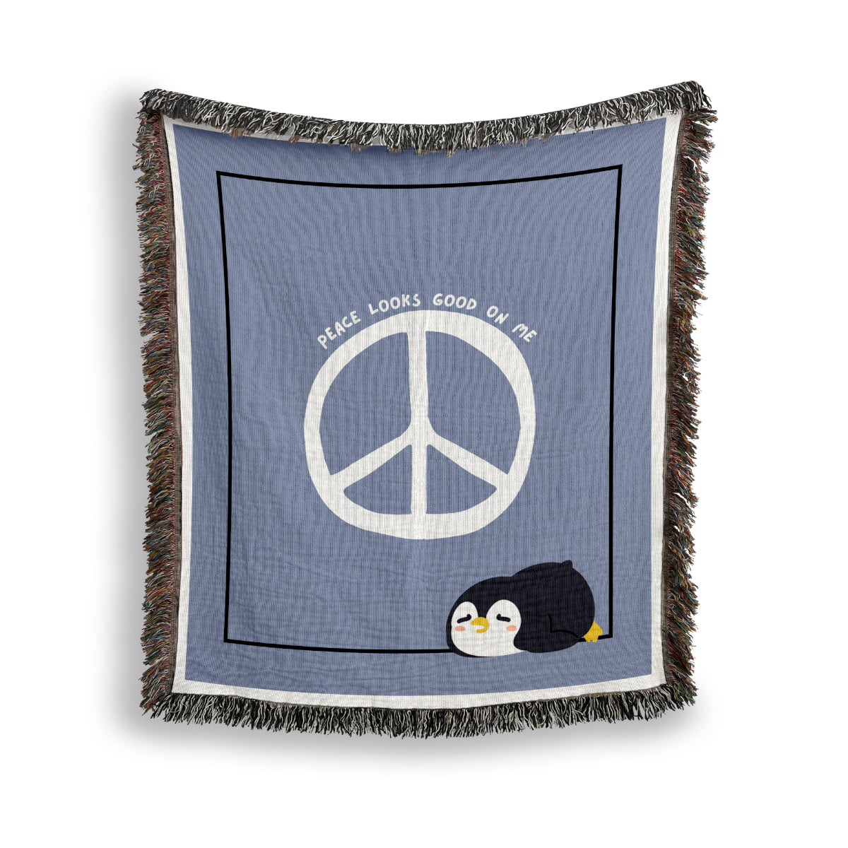 Personalized Peace Looks Good On Me Woven Blanket – 100% Cotton Heirloom Throw - 50''x60''