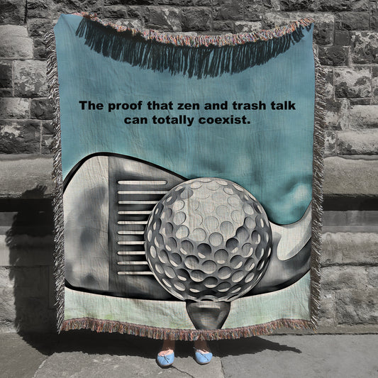 Personalized Woven Blanket — “Zen & Trash Talk” Golf Gift