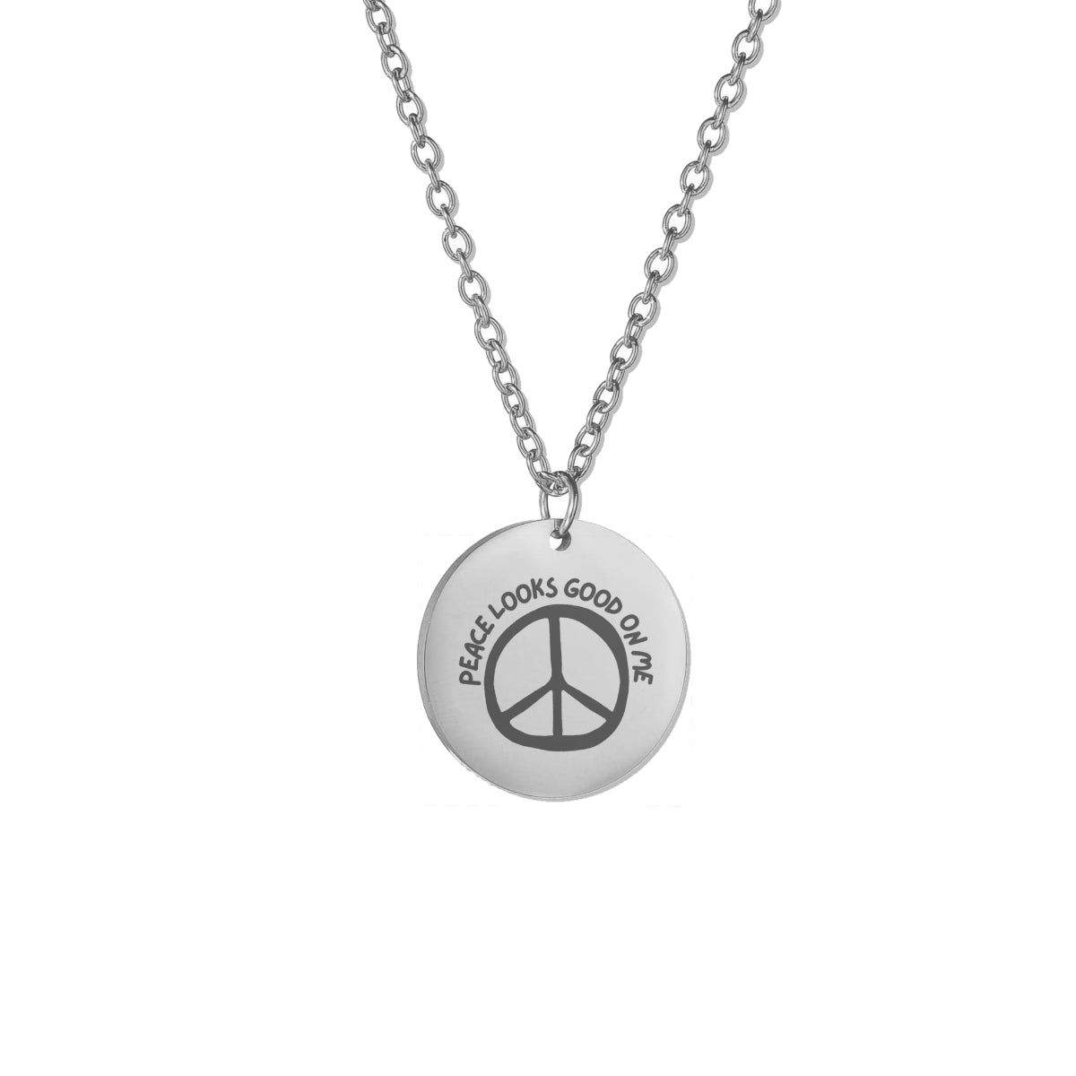 Peace Looks Good on Me Necklace – Gold Plated Round Pendant with Peace Sign & Affirmation (Copy)