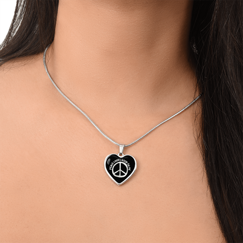 Peace Looks Good On Me - 18k Gold Plated Steel Heart Pendant Necklace