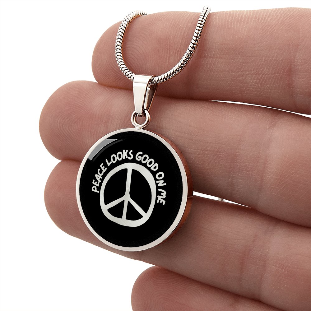 Peace Looks Good on Me Necklace – Stainless Steel Peace Sign Pendant
