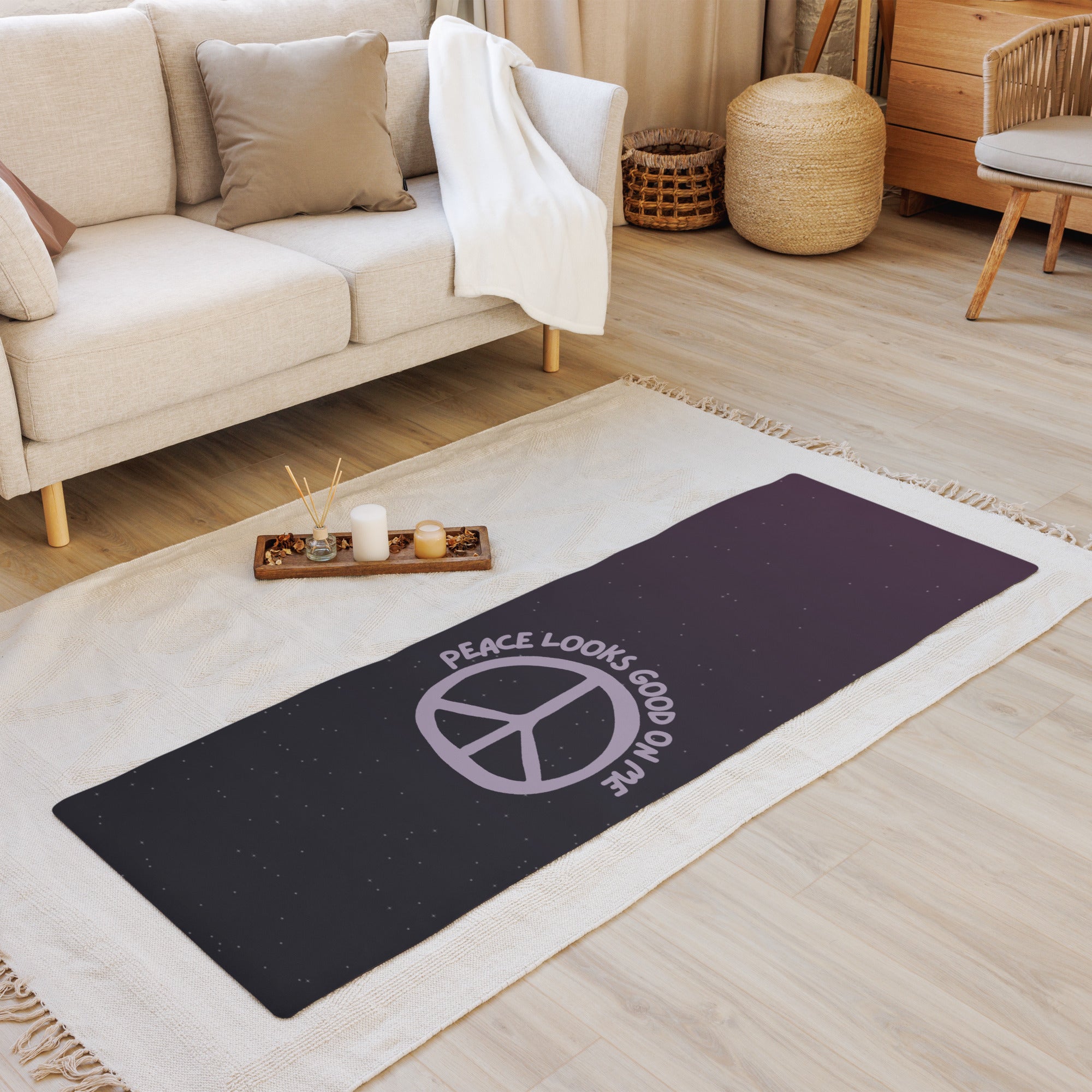 Peace Looks Good On Me Yoga Mat – Non-Slip, Cushioned, Spiritual Yoga Mat for Women & Men | Kayarize Gifts