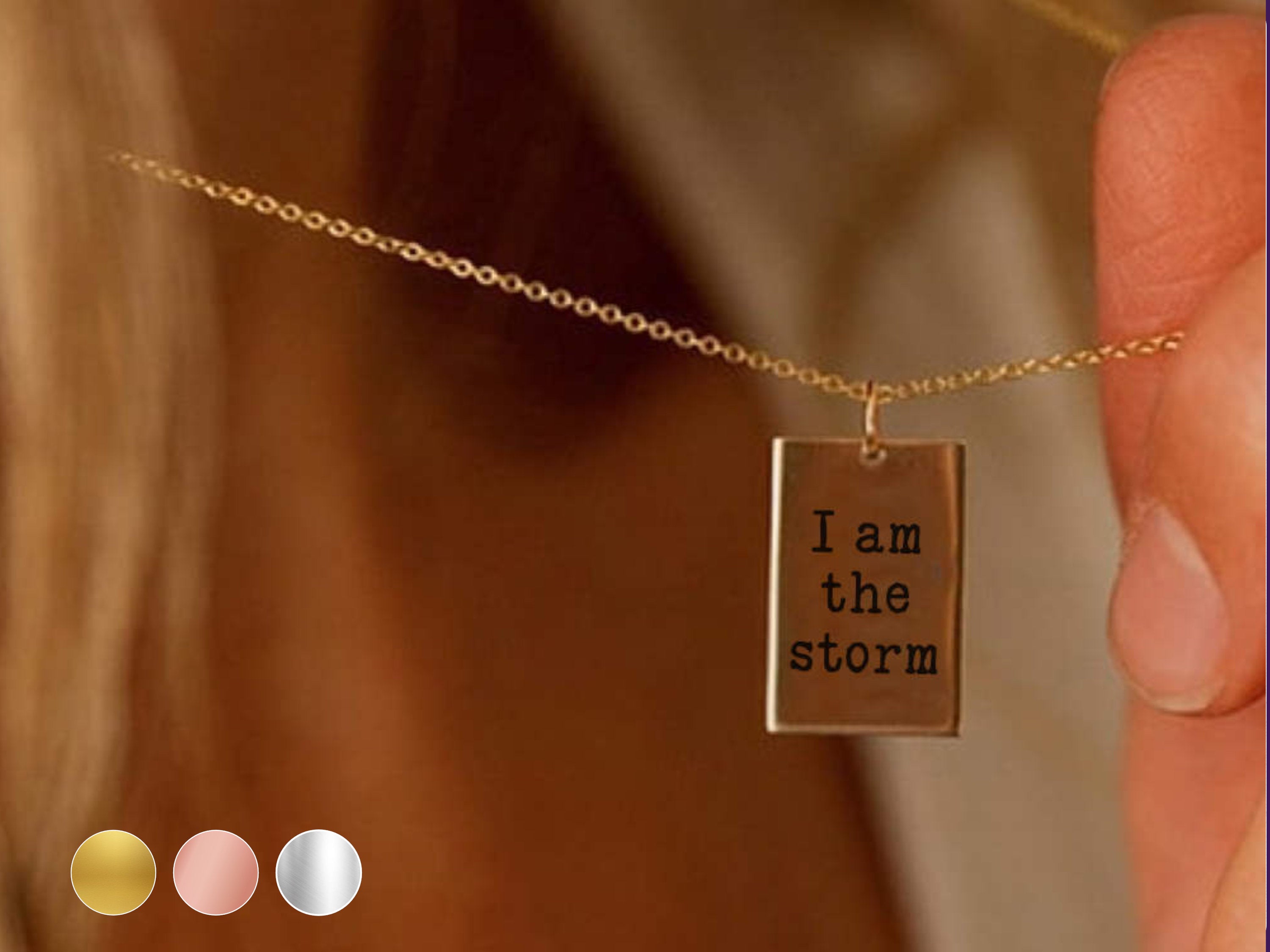 I Am the Storm Necklace - Self care gift. Layering Necklace - Rose Gold - Perfect Gift for Daughter, Empowering and Meaningful Jewelry