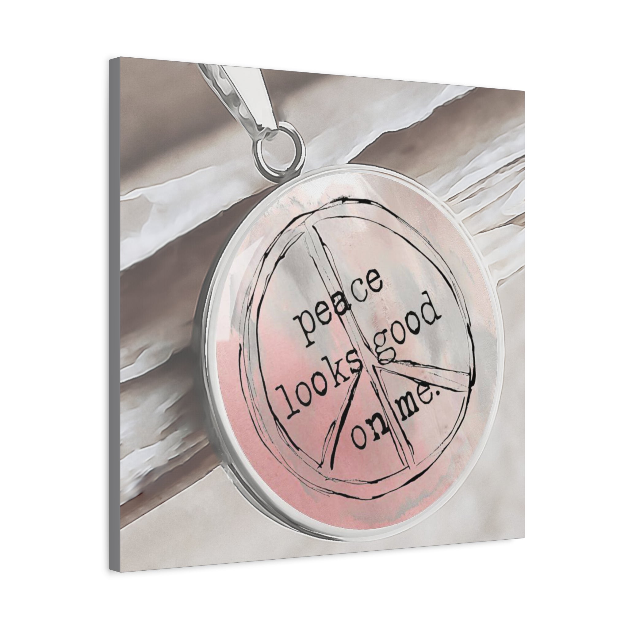 Peace Looks Good on Me Wall Art – Modern Peace Sign Canvas, Inspirational Quote Home Décor for Bedroom, Yoga Space, or Office