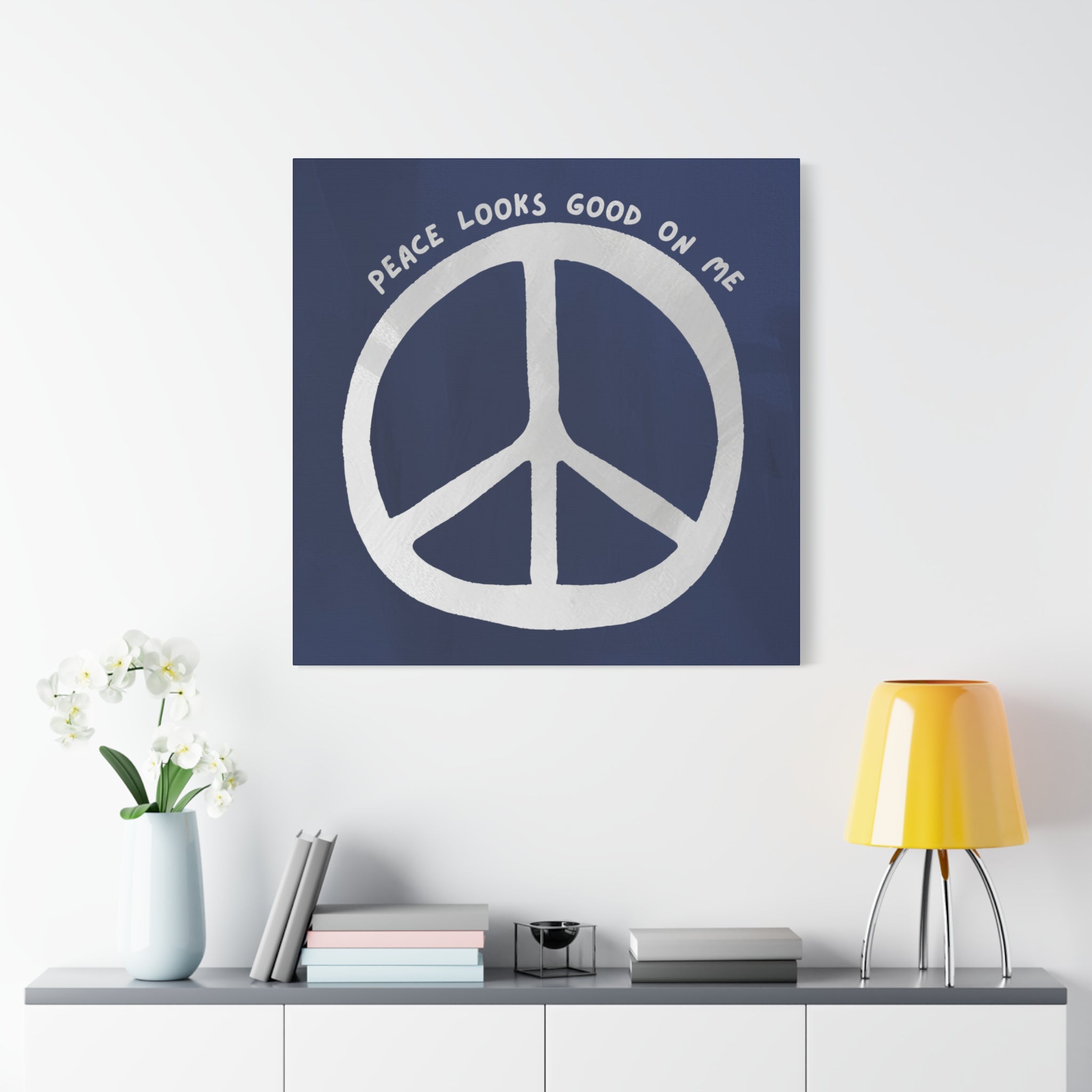Peace Looks Good On Me Canvas Wall Art – Modern Boho Peace Sign Home Decor