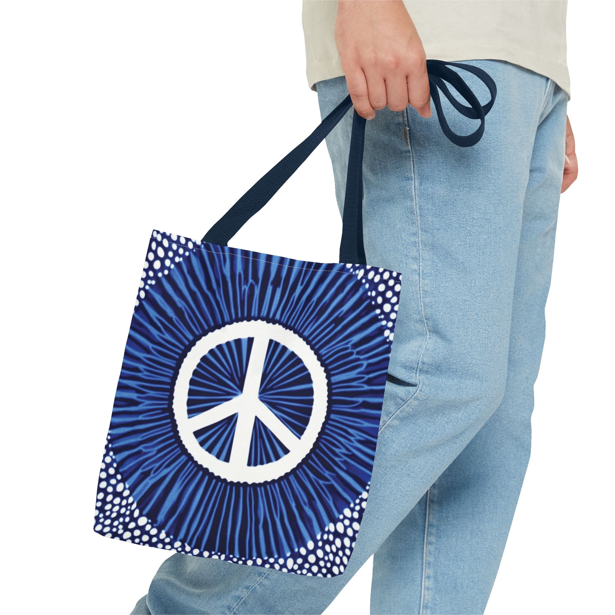 Boho Peace Symbol Tote Bag — Free Spirit Everyday Carryall (Multiple Sizes)