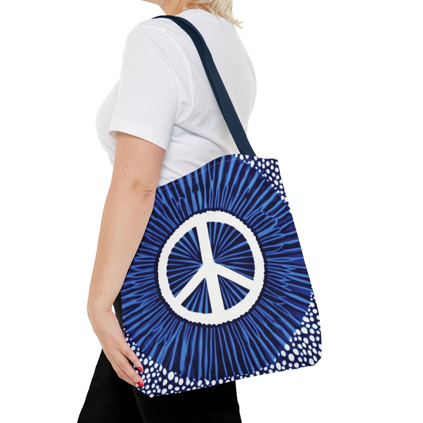 Boho Peace Symbol Tote Bag — Free Spirit Everyday Carryall (Multiple Sizes)