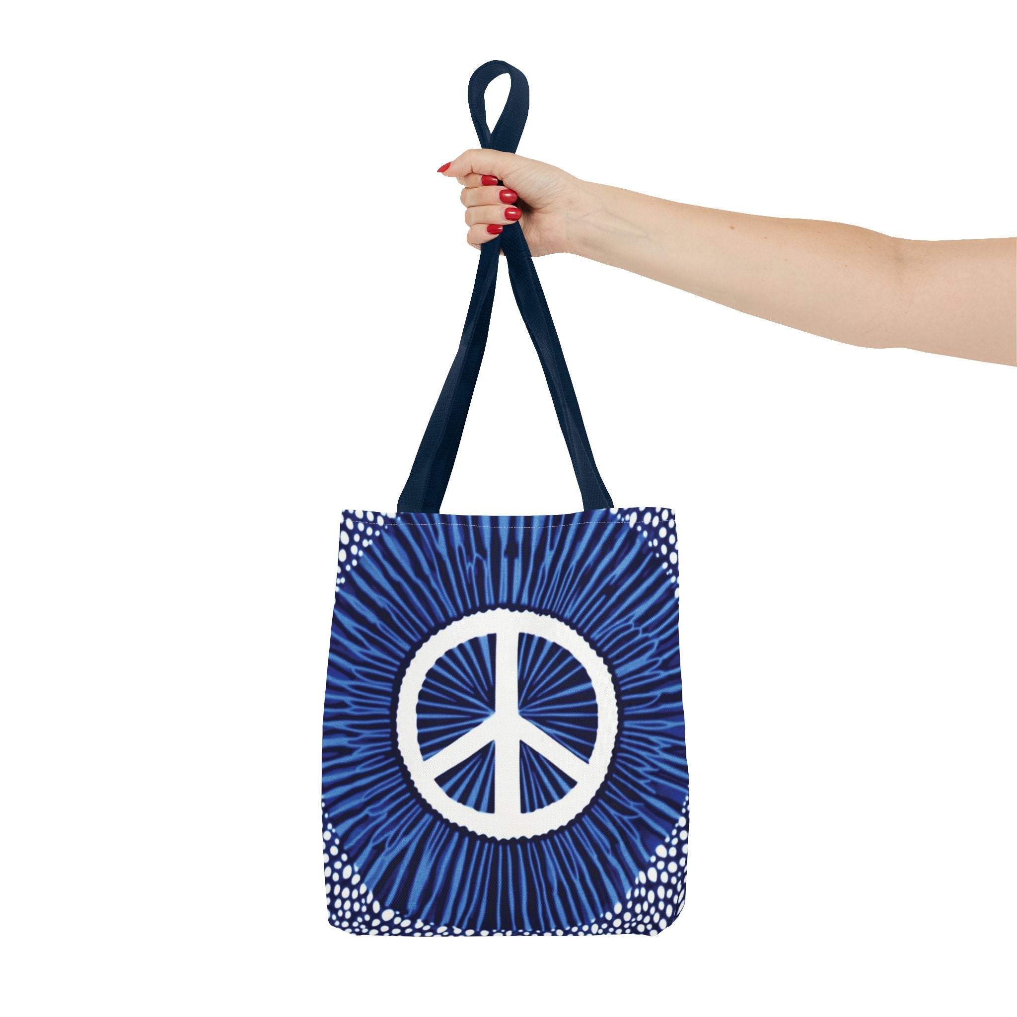 Boho Peace Symbol Tote Bag — Free Spirit Everyday Carryall (Multiple Sizes)