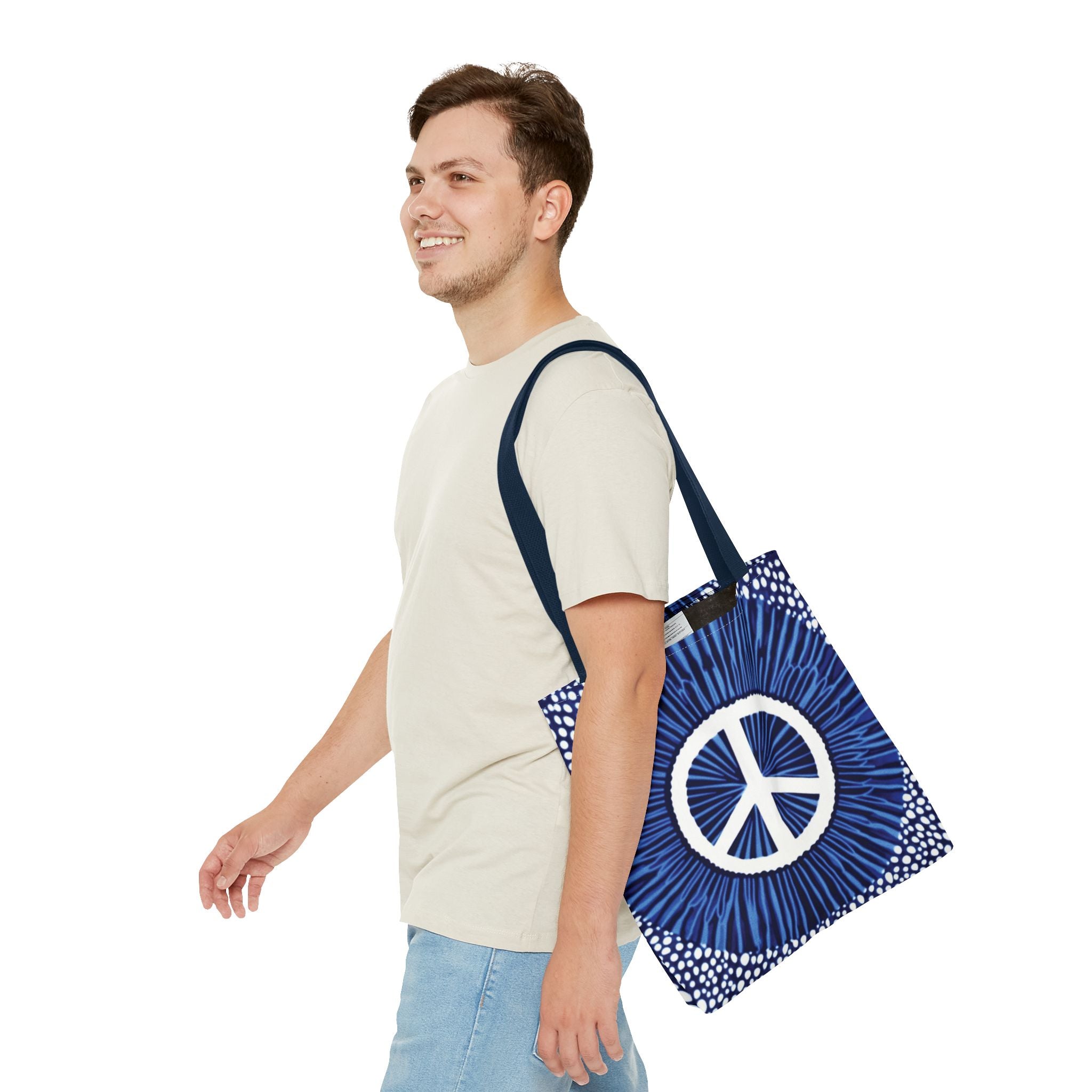 Boho Peace Symbol Tote Bag — Free Spirit Everyday Carryall (Multiple Sizes)