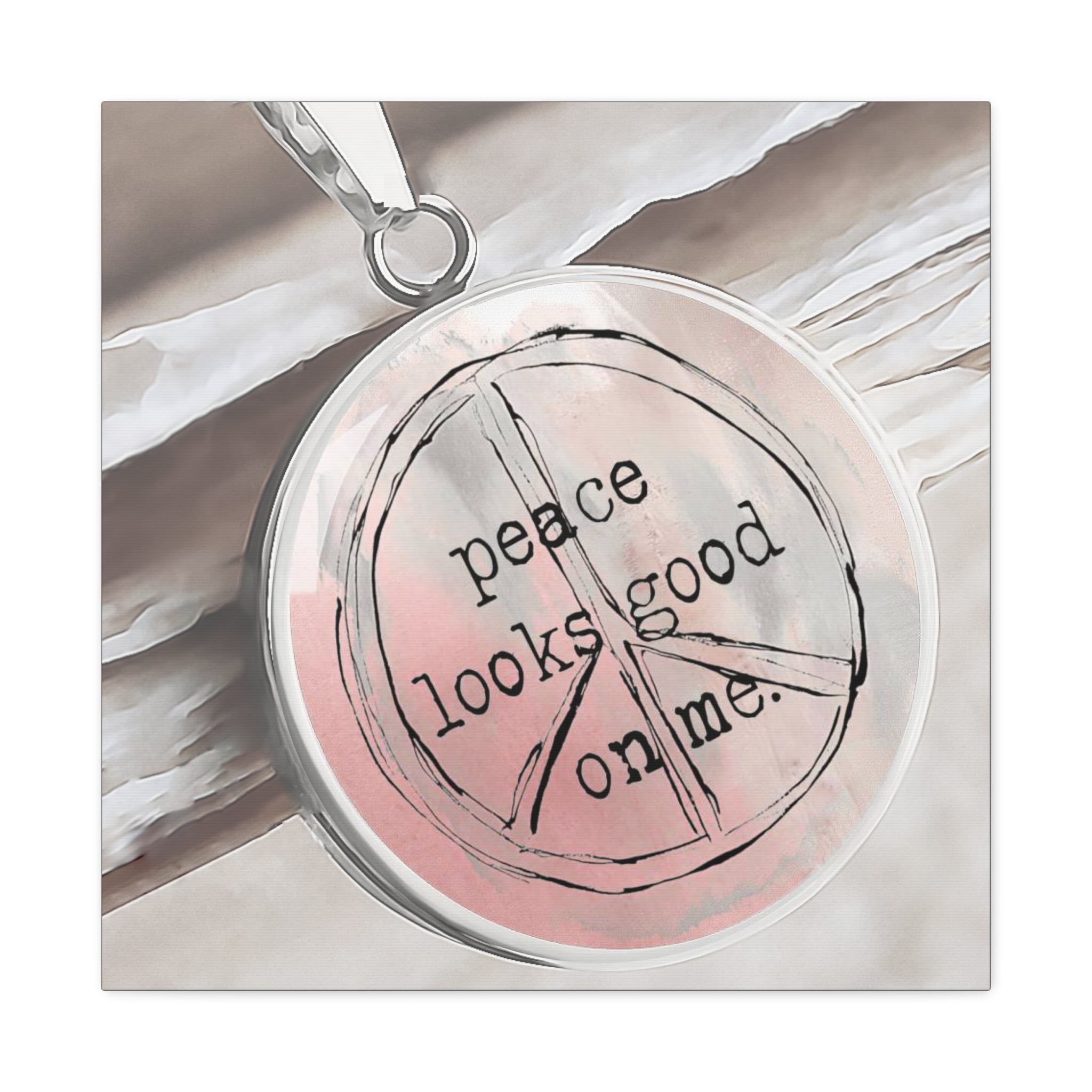 Peace Looks Good on Me Wall Art – Modern Peace Sign Canvas, Inspirational Quote Home Décor for Bedroom, Yoga Space, or Office