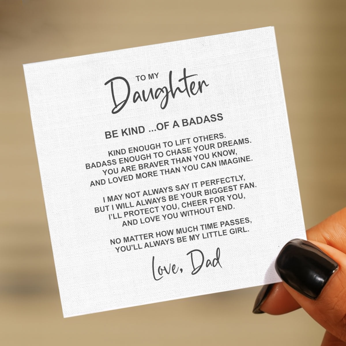 Be Kind of a Badass Necklace – Dad to Daughter Gift | Heart Pendant in Steel or 18K Gold, Hypoallergenic Jewelry Keepsake