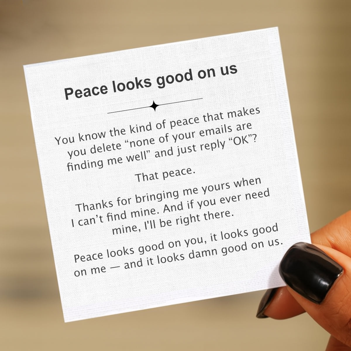 Peace looks good on me Necklace with Message Card
