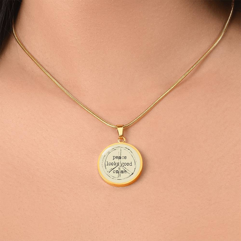 Peace Looks Good On Me Necklace – Gold Stainless Steel Pendant for Inner Calm & Outer Style