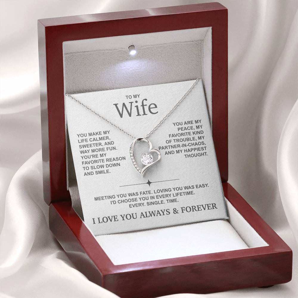 To My Wife – You’re My Peace, My Favorite Kind of Trouble – Heart Necklace