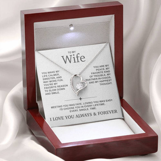 To My Wife – You’re My Peace, My Favorite Kind of Trouble – Heart Necklace