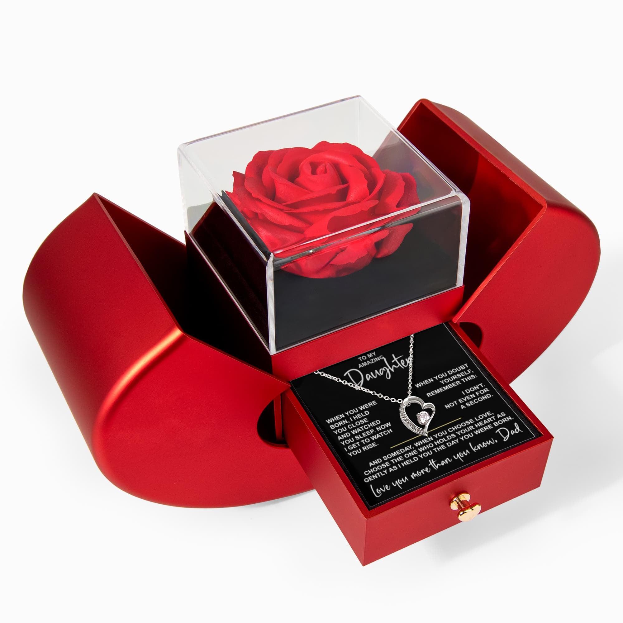 To My Daughter — When You Were Born" Keepsake Rose Box & Necklace