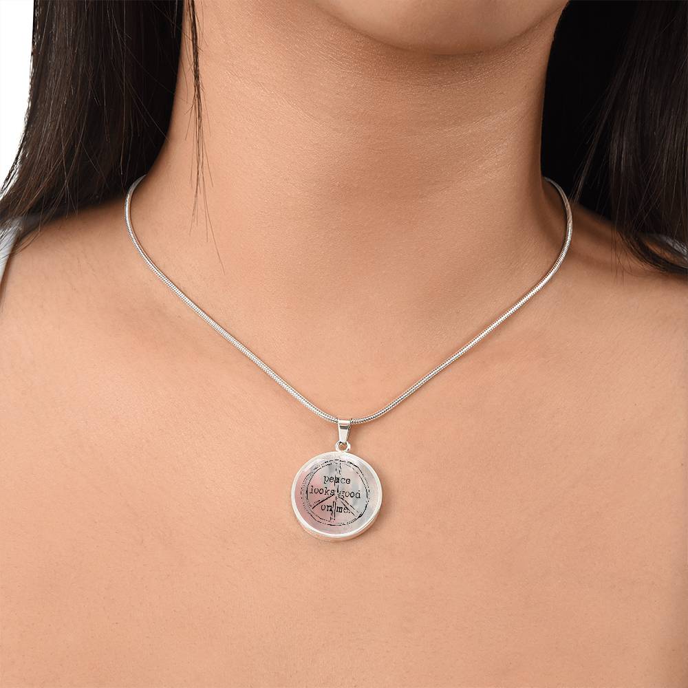 Go Storm Yourself – Peace Looks Good On Me Necklace (Funny Watercolor Pendant)