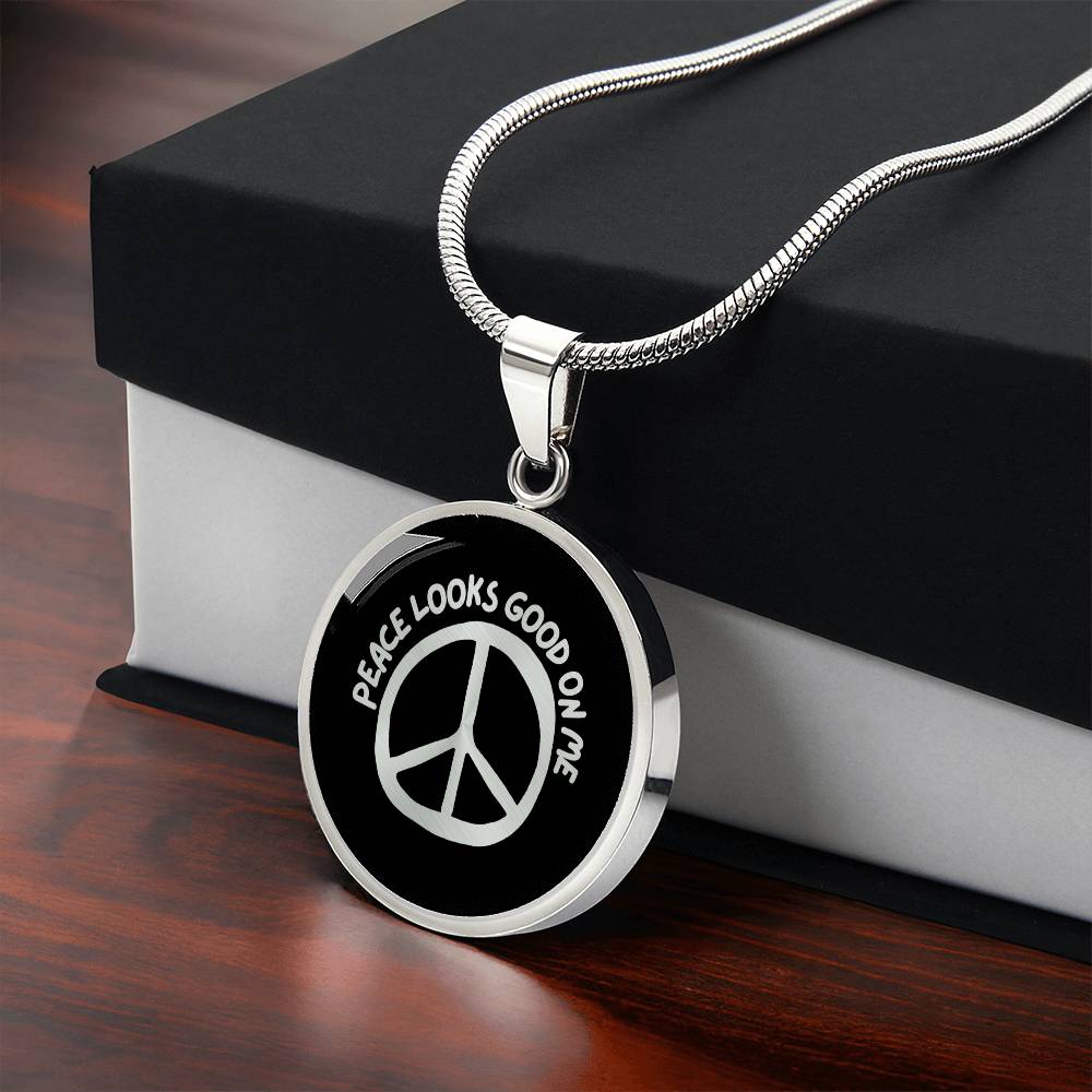 Go storm yourself Peace Looks Good On Me Necklace (Black Pendant)