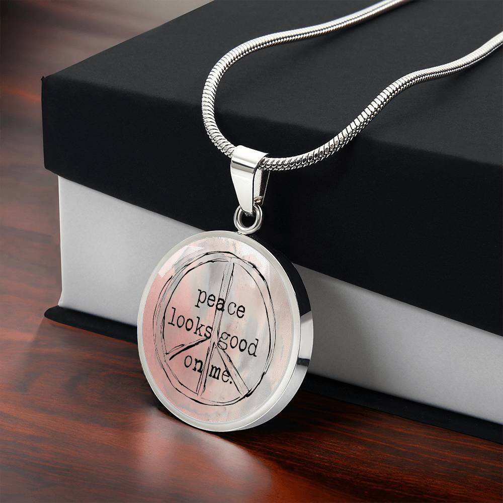 Go Storm Yourself – Peace Looks Good On Me Necklace (Funny Watercolor Pendant)