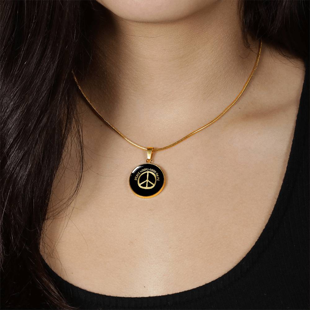 Go storm yourself Peace Looks Good On Me Necklace (Black Pendant)