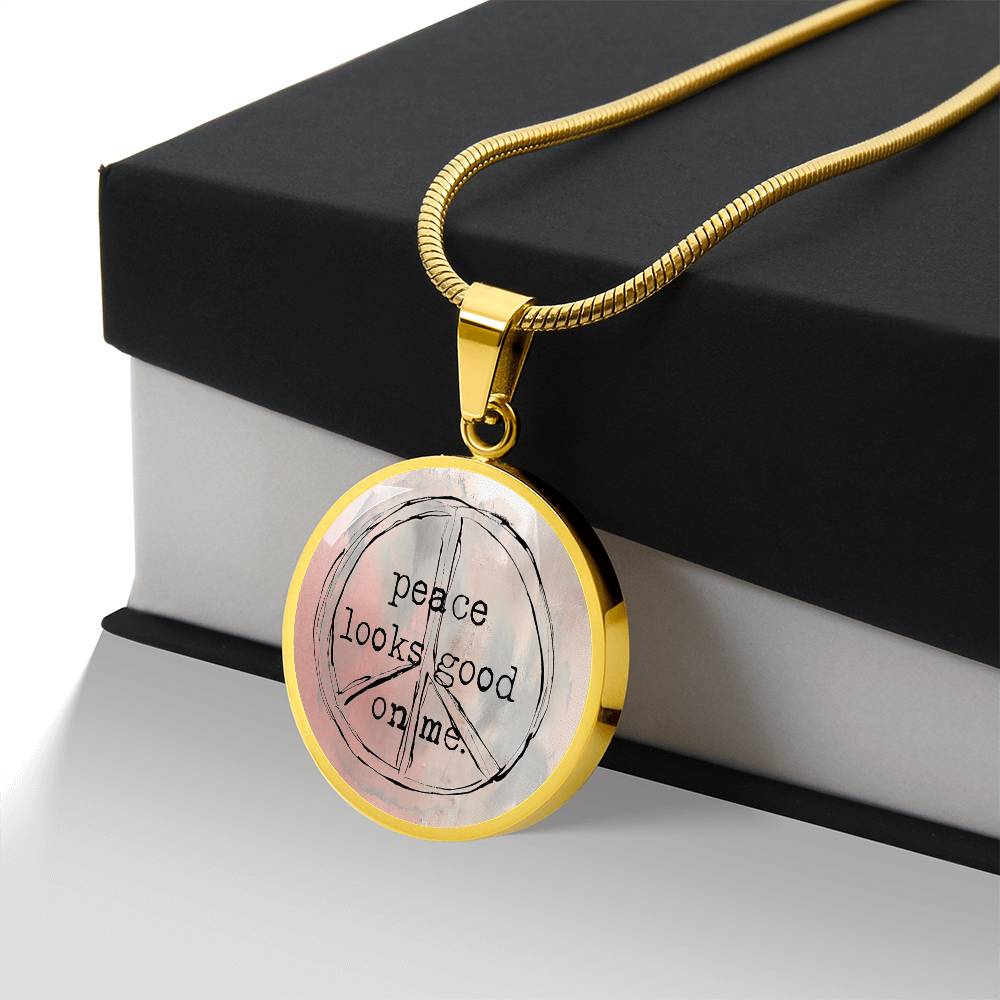 Go Storm Yourself – Peace Looks Good On Me Necklace (Funny Watercolor Pendant)