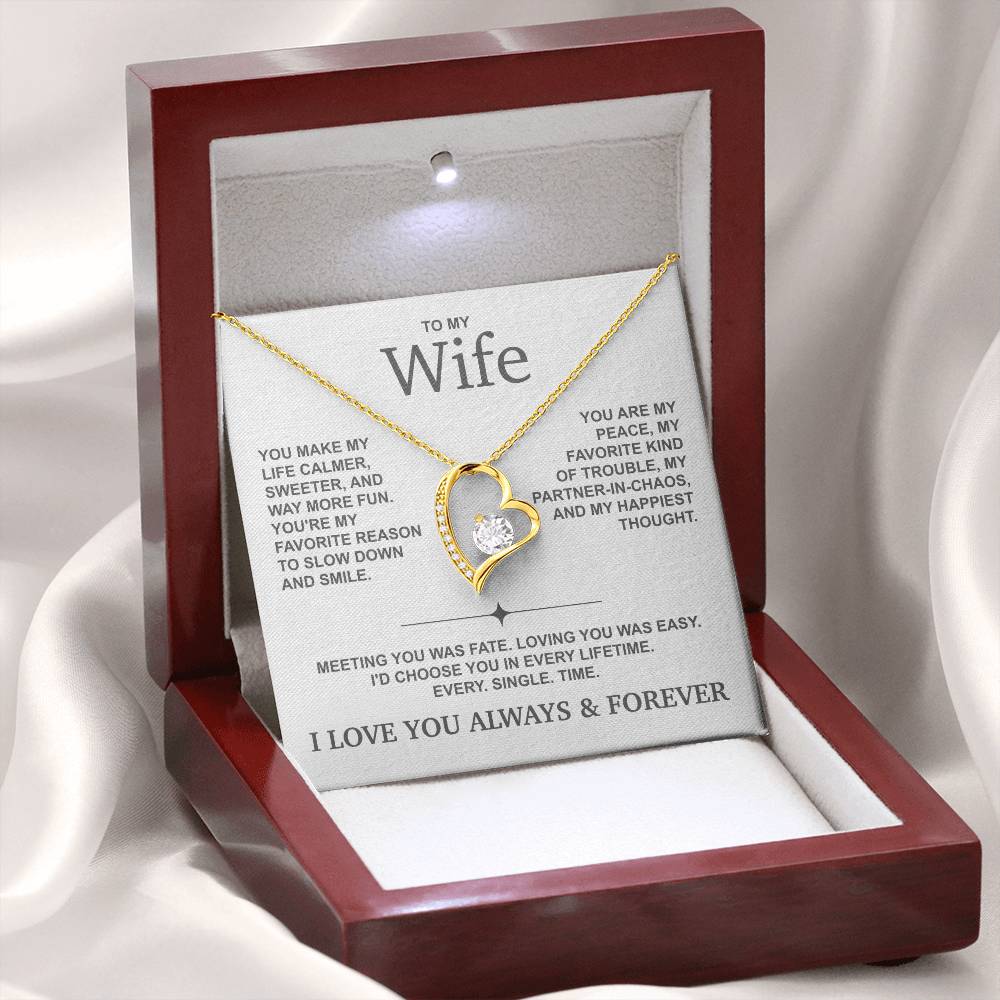 To My Wife – You’re My Peace, My Favorite Kind of Trouble – Heart Necklace