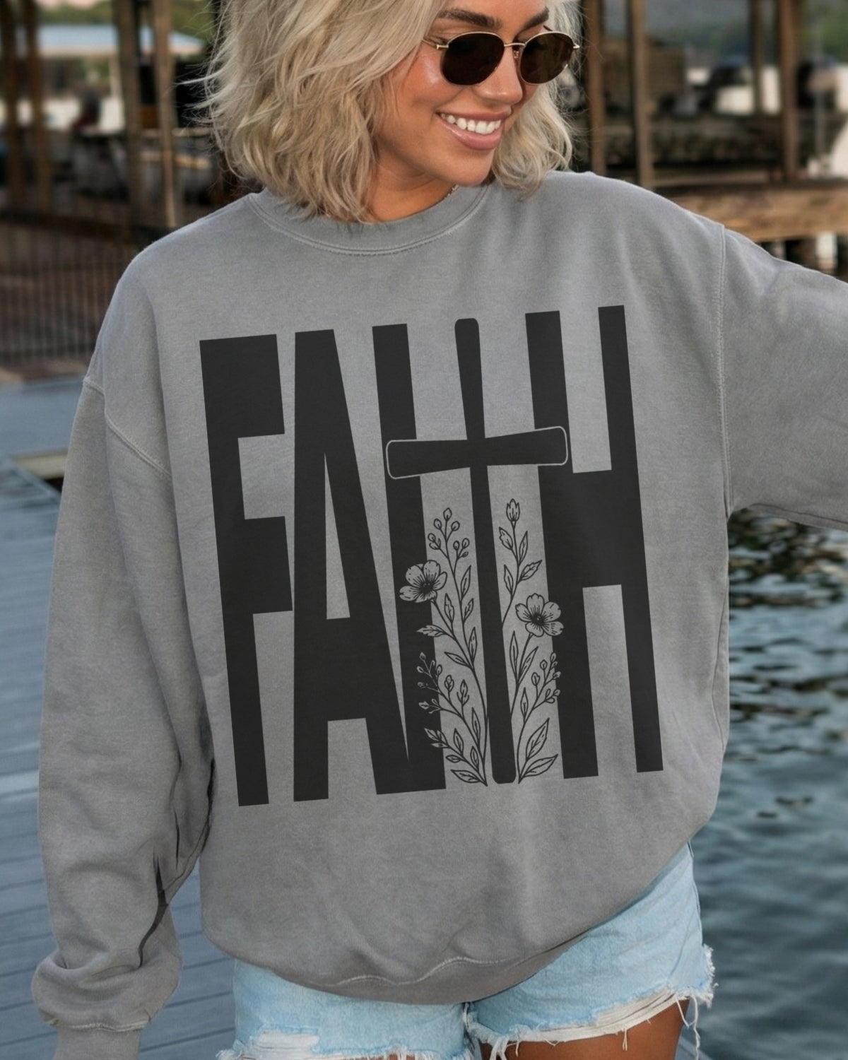 FAITH — Cross & Wildflowers Graphic Shirt