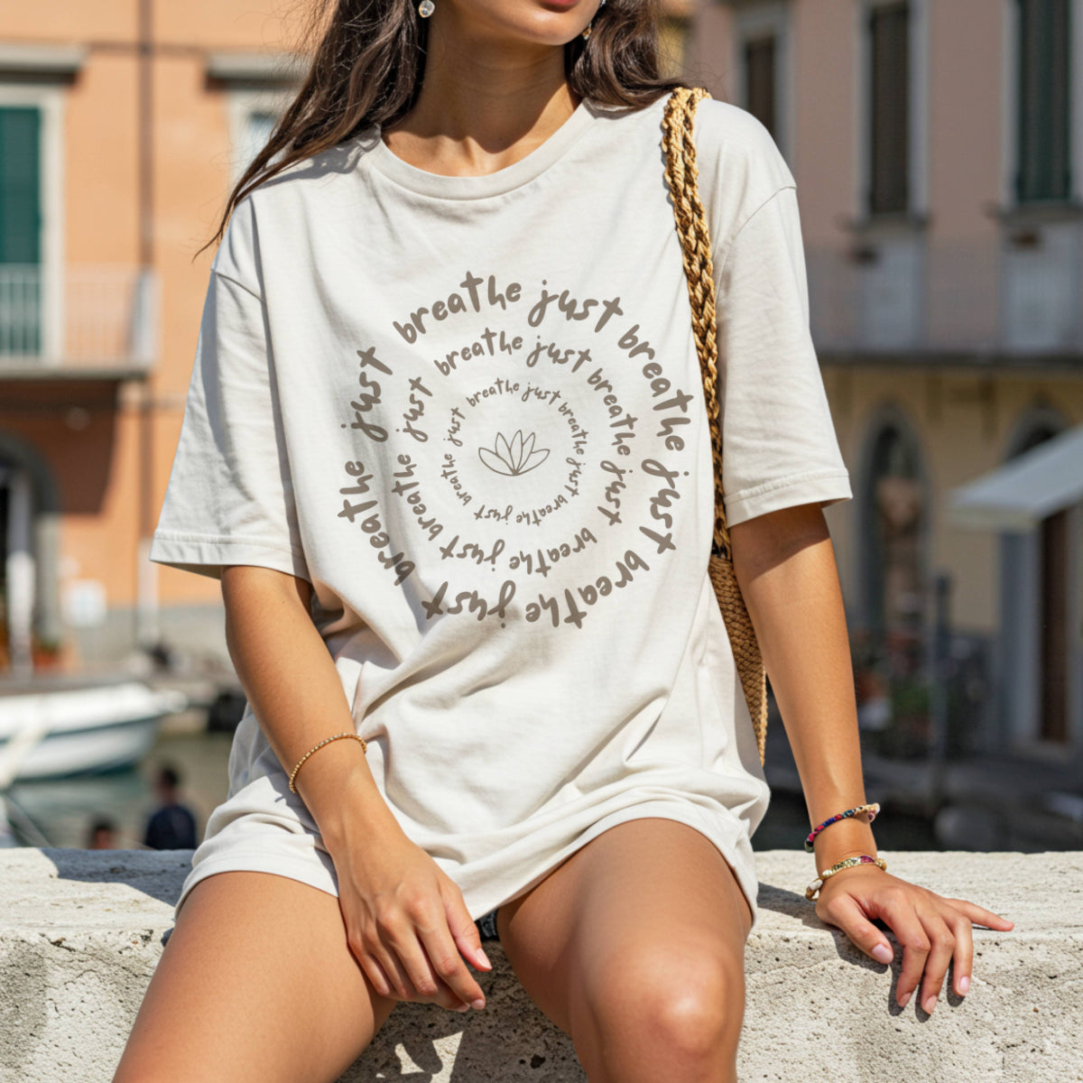Just Breathe Spiral T-Shirt – Soft Mindful Tee for Tough Days & Chill Vibes