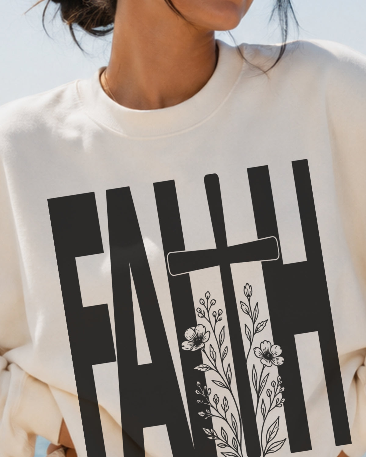 FAITH — Cross & Wildflowers Lightweight Sweatshirt