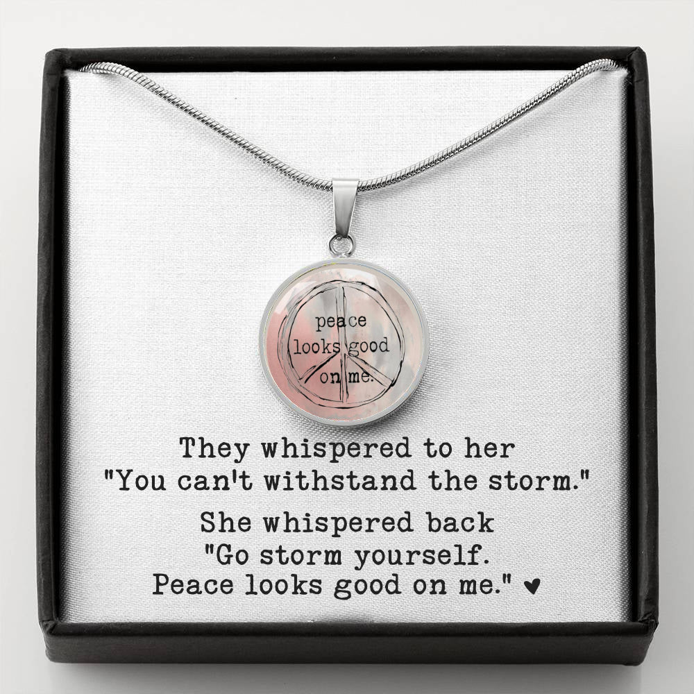 Go Storm Yourself – Peace Looks Good On Me Necklace (Funny Watercolor Pendant)