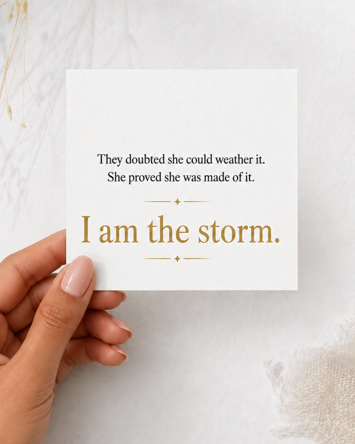 I Am the Storm Micro-Text Dainty Beaded Bracelet